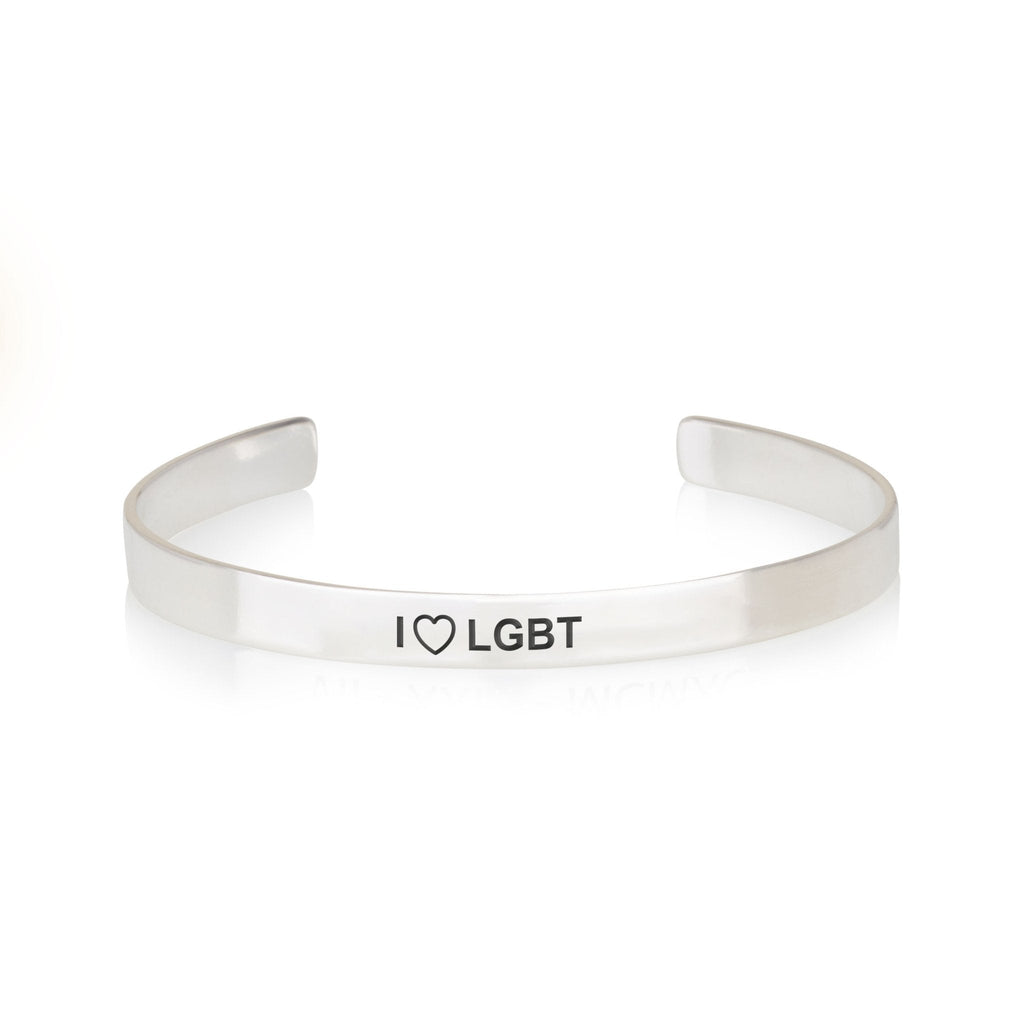 I LOVE LGBT Engraved Cuff Bracelet La Vie Bien I LOVE LGBT Engraved Cuff Bracelet