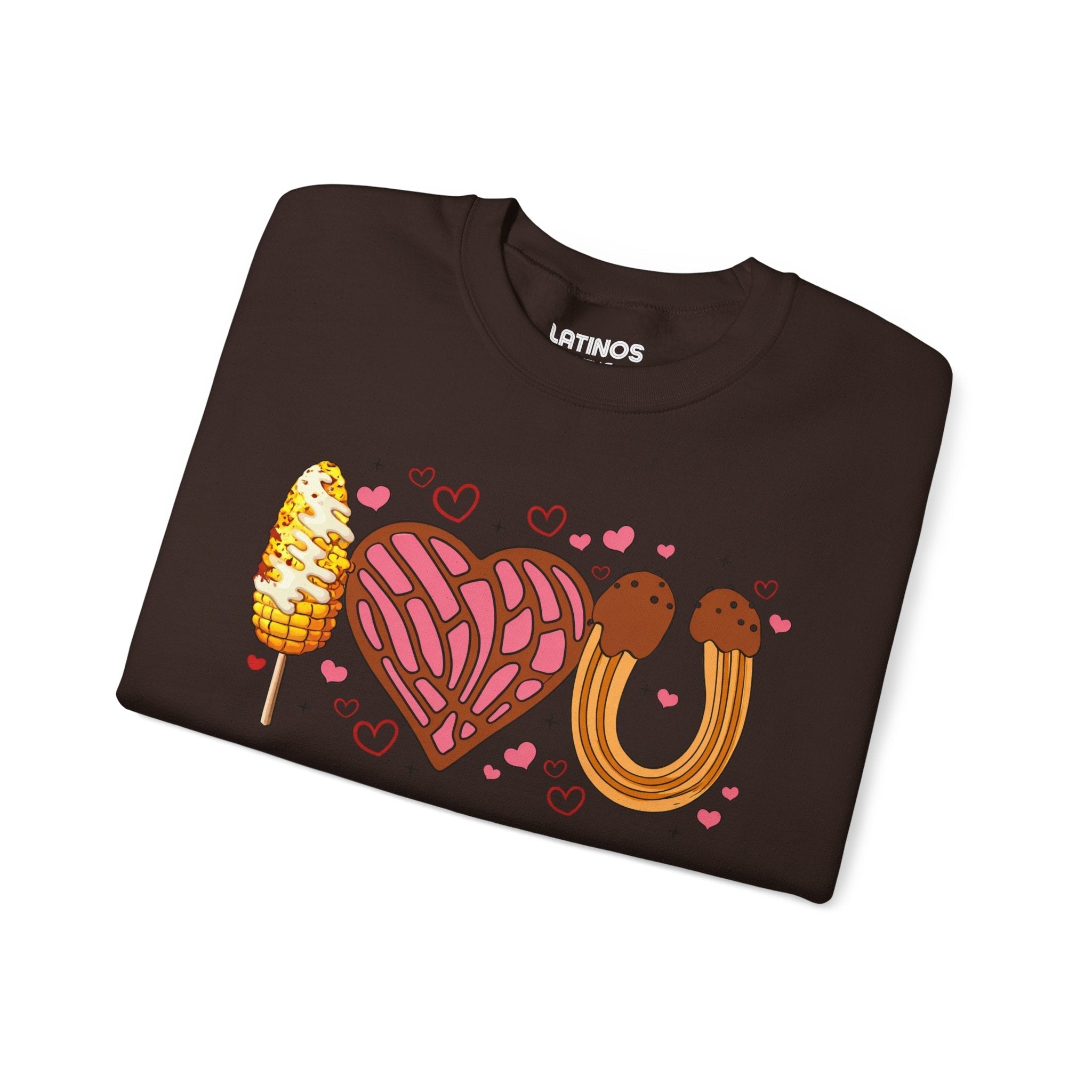 I Love You (Elote, Concha, Churro Love Fest) Latino Valentine's Day Comfy Crewneck Sweater | Funny Mexican Viral | 3 Colors Sweatshirt La Vie Bien I Love You (Elote, Concha, Churro Love Fest) Latino Valentine's Day Comfy Crewneck Sweater | Funny Mexican Viral | 3 Colors