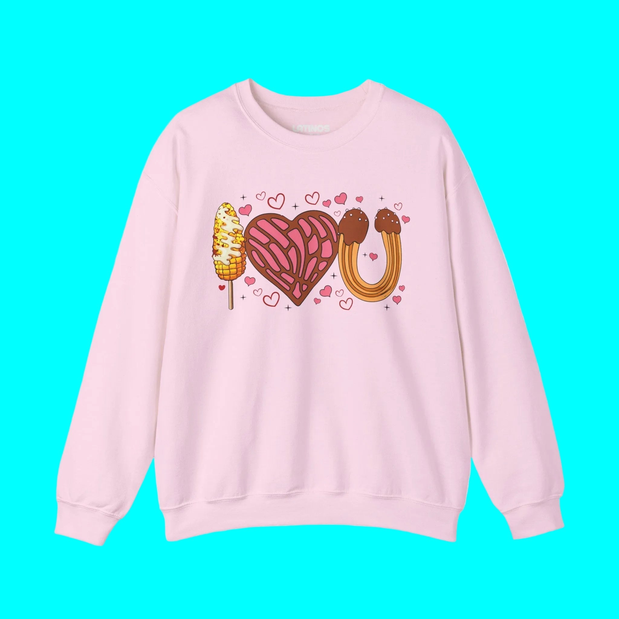 I Love You (Elote, Concha, Churro Love Fest) Latino Valentine's Day Comfy Crewneck Sweater | Funny Mexican Viral | 3 Colors Sweatshirt La Vie Bien I Love You (Elote, Concha, Churro Love Fest) Latino Valentine's Day Comfy Crewneck Sweater | Funny Mexican Viral | 3 Colors