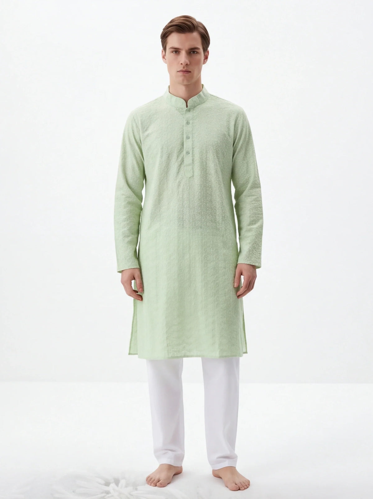 2072 - Light green Kurta with white pajama