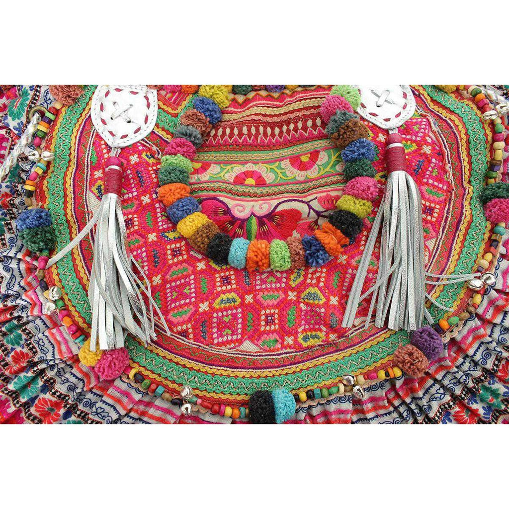 Ibiza Vintage Hmong Textile Half Moon Tote XL - Thailand Bags La Vie Bien Ibiza Vintage Hmong Textile Half Moon Tote XL - Thailand