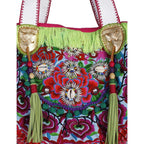 Ibiza Vintage Hmong Textile Half Moon Tote XL - Thailand Bags La Vie Bien Ibiza Vintage Hmong Textile Half Moon Tote XL - Thailand