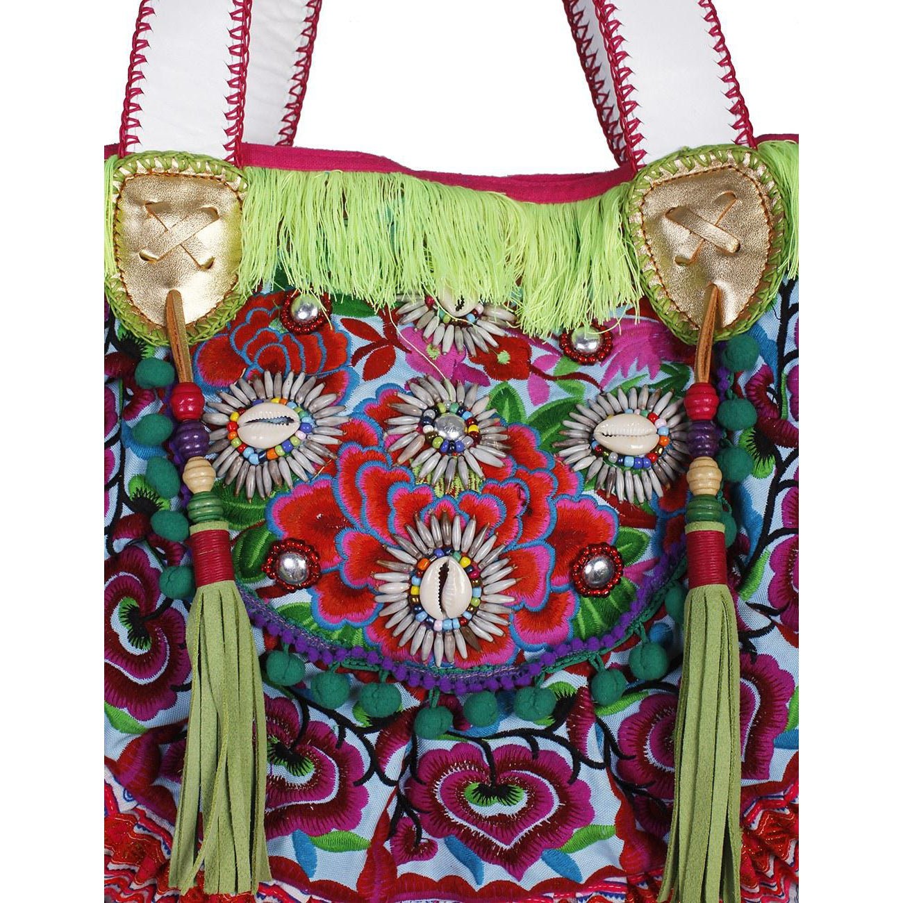 Ibiza Vintage Hmong Textile Half Moon Tote XL - Thailand Bags La Vie Bien Ibiza Vintage Hmong Textile Half Moon Tote XL - Thailand