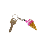 Ice Cream Cone Seed Bead Keychain - Guatemala Keychains La Vie Bien Ice Cream Cone Seed Bead Keychain - Guatemala
