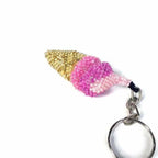 Ice Cream Cone Seed Bead Keychain - Guatemala Keychains La Vie Bien Ice Cream Cone Seed Bead Keychain - Guatemala