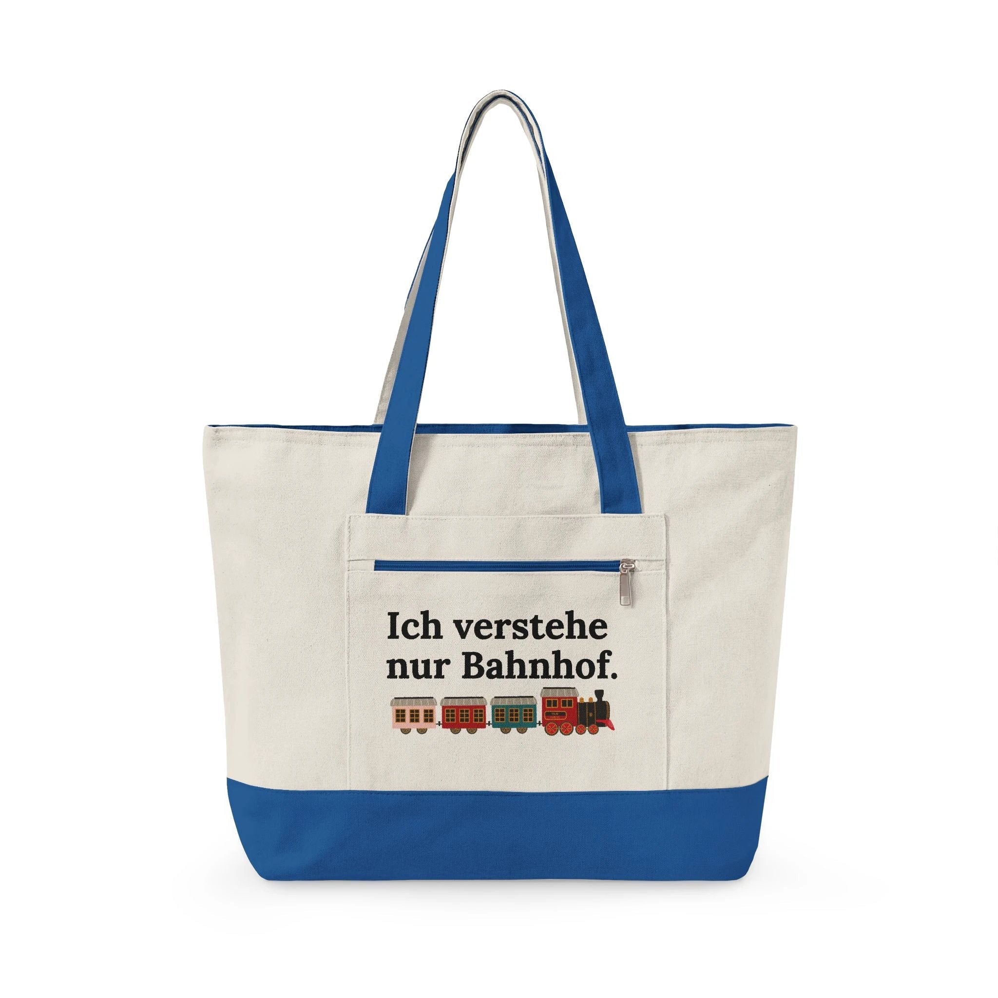 Ich verstehe nur Bahnhof train design Zippered Canvas Tote, funny German phrase, vintage trains