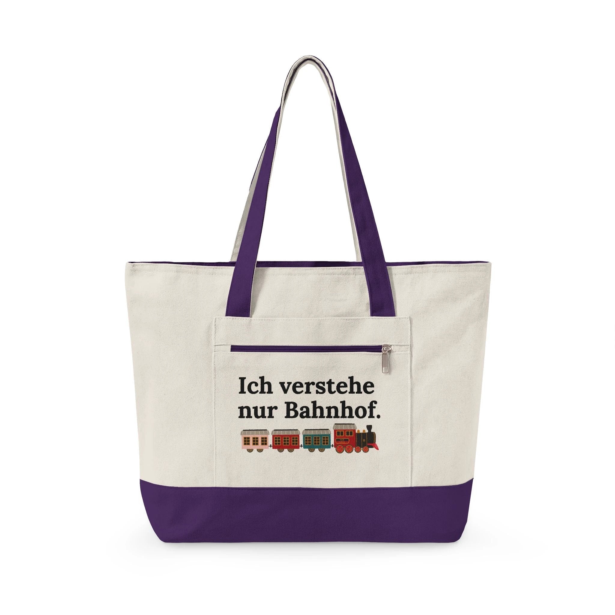 Ich verstehe nur Bahnhof train design Zippered Canvas Tote, funny German phrase, vintage trains