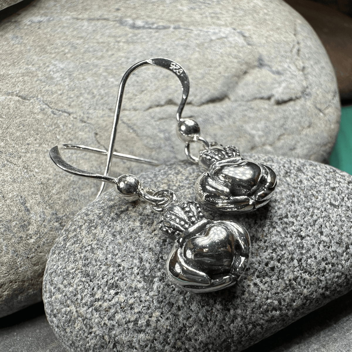 Idalia Irish Claddagh Earrings in Sterling Silver Dangle Earrings La Vie Bien Idalia Irish Claddagh Earrings in Sterling Silver