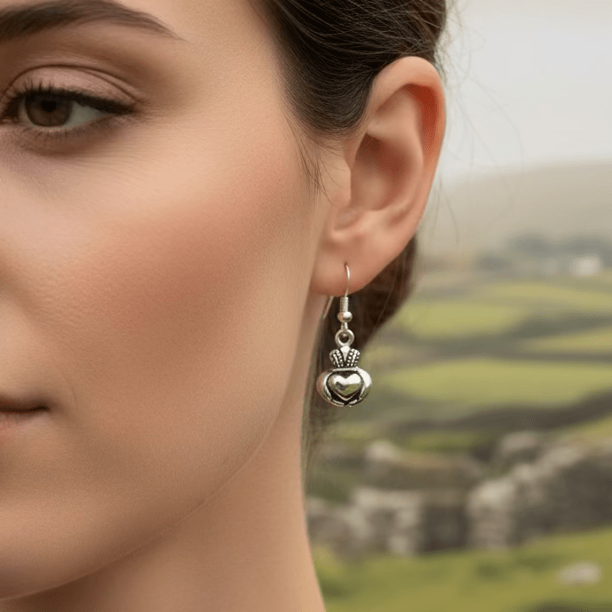 Idalia Irish Claddagh Earrings in Sterling Silver Dangle Earrings La Vie Bien Idalia Irish Claddagh Earrings in Sterling Silver