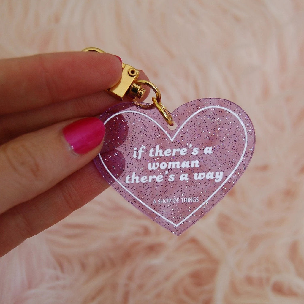 If There's A Woman There's A Way Heart Shaped Keychain by The Bullish Store