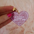 If There's A Woman There's A Way Heart Shaped Keychain by The Bullish Store