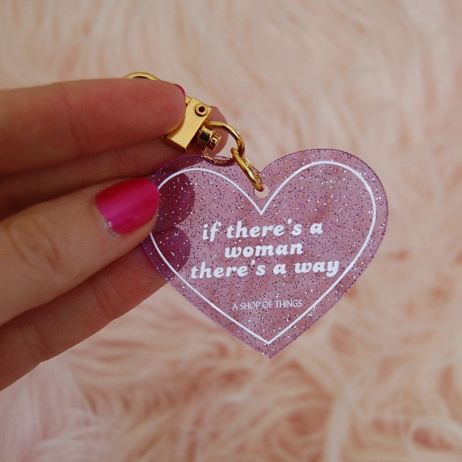 If There's A Woman There's A Way Heart Shaped Keychain by The Bullish Store