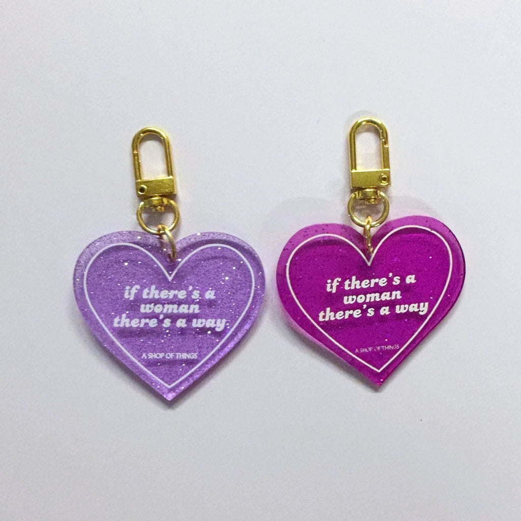 If There's A Woman There's A Way Heart Shaped Keychain by The Bullish Store