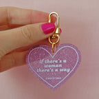 If There's A Woman There's A Way Heart Shaped Keychain by The Bullish Store