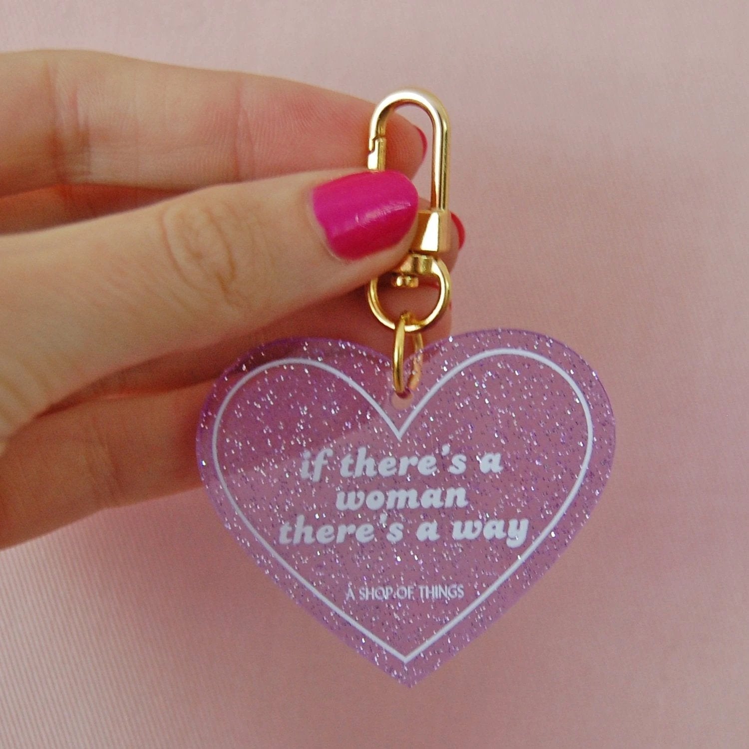 If There's A Woman There's A Way Heart Shaped Keychain by The Bullish Store