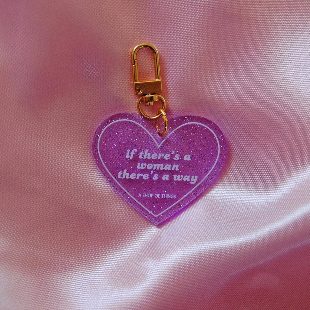 If There's A Woman There's A Way Heart Shaped Keychain by The Bullish Store