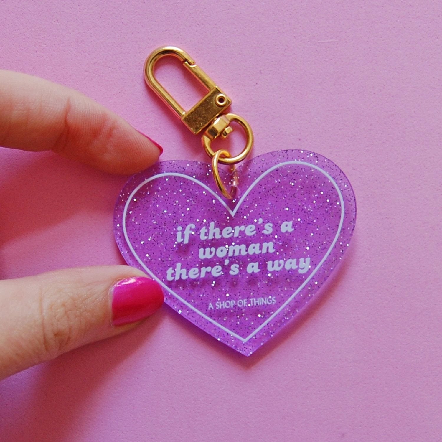 If There's A Woman There's A Way Heart Shaped Keychain by The Bullish Store