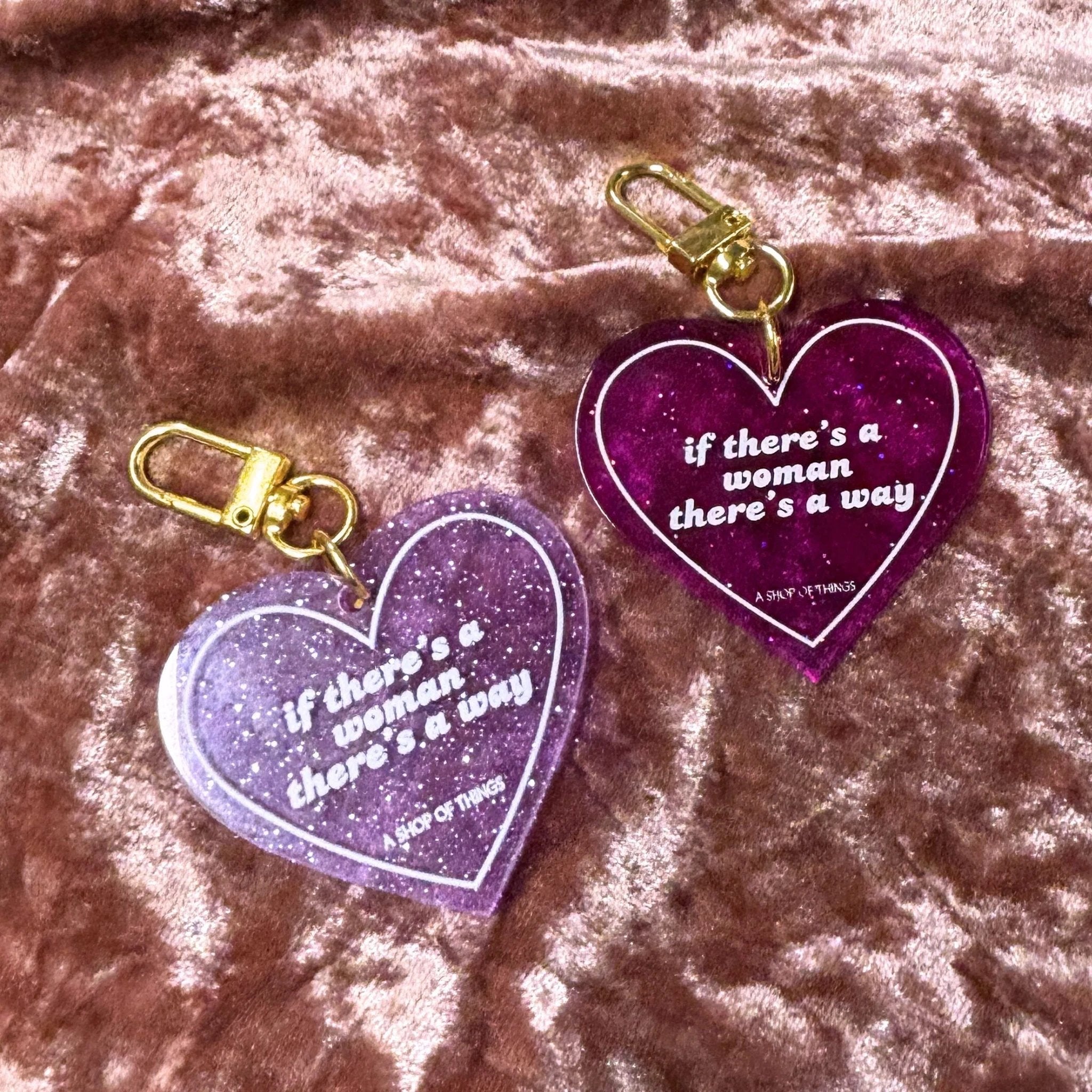 If There's A Woman There's A Way Heart Shaped Keychain by The Bullish Store