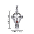 Irish Claddagh Celtic Cross Necklace in Sterling Silver