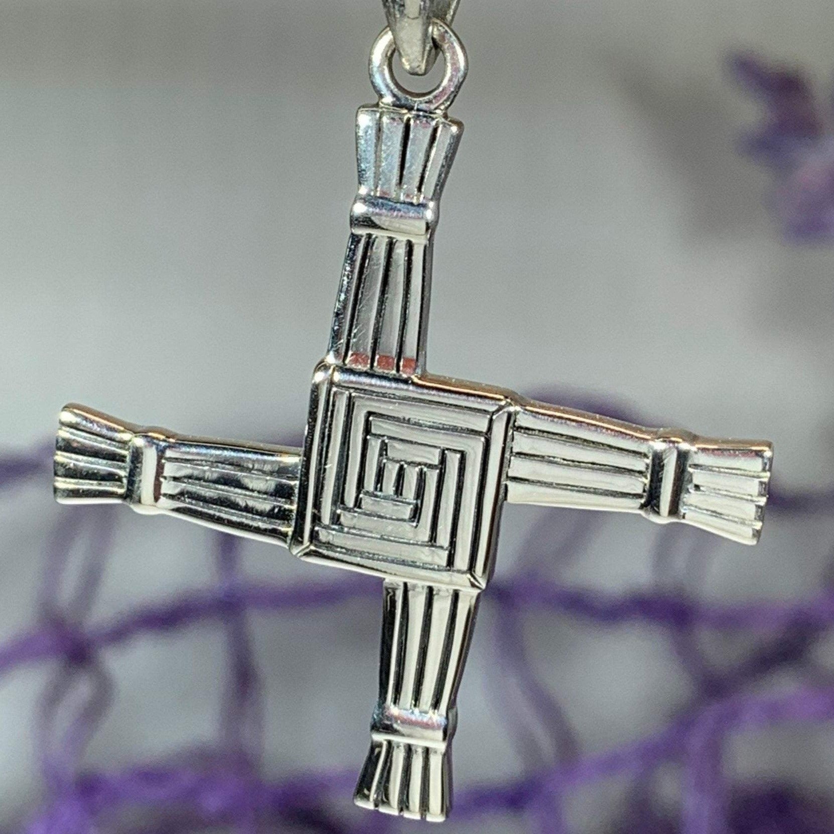 Large Irish Saint Brigid’s Cross Necklace in Sterling Silver