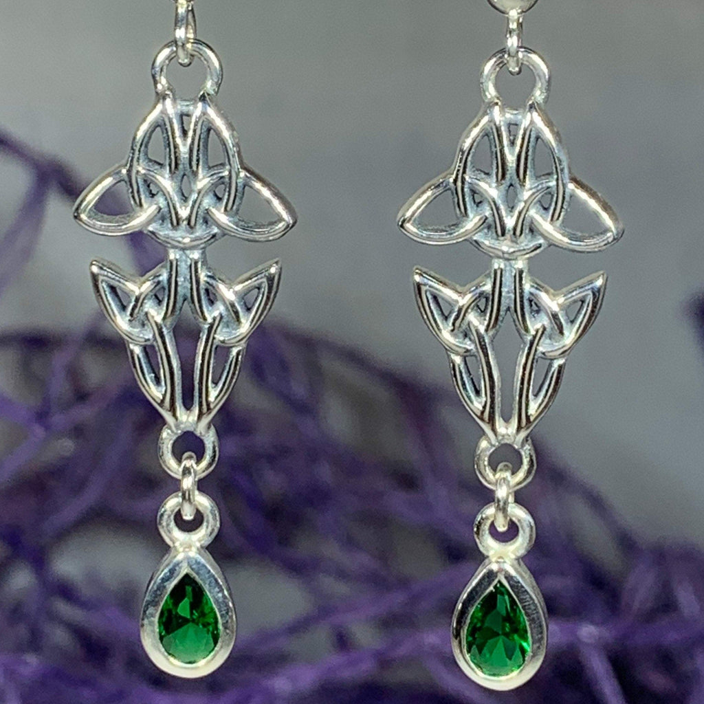 Artisan Long Trinity Knot Earrings in Sterling Silver