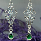 Artisan Long Trinity Knot Earrings in Sterling Silver