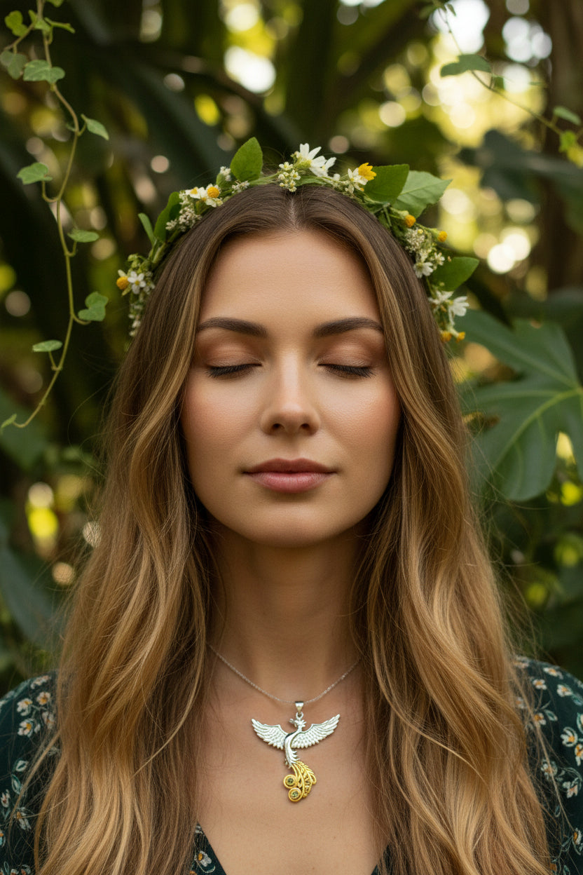 Phoenix Gemstone Necklace in Sterling Silver