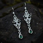 Artisan Long Trinity Knot Earrings in Sterling Silver