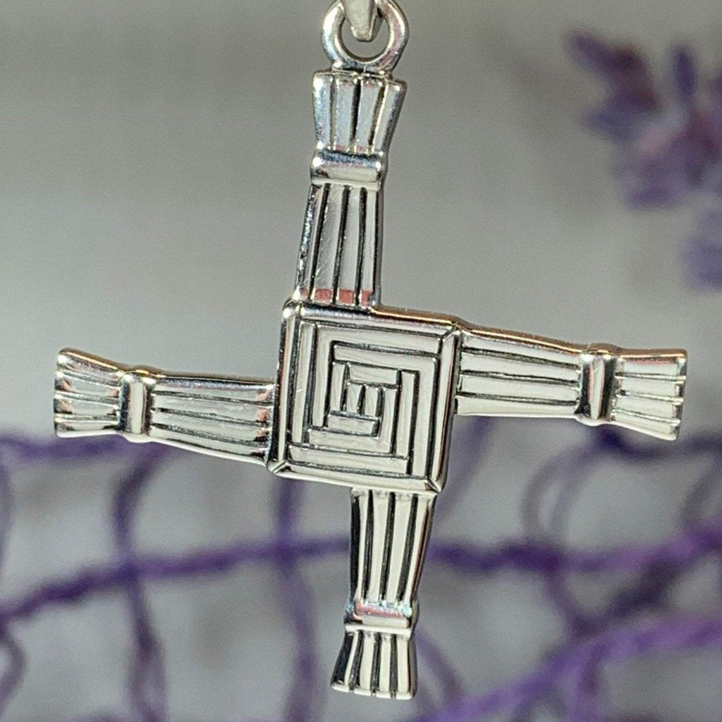 Large Irish Saint Brigid’s Cross Necklace in Sterling Silver