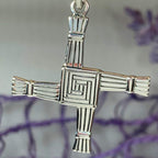 Large Irish Saint Brigid’s Cross Necklace in Sterling Silver
