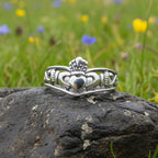Irish Claddagh Chevron Ring in Sterling Silver