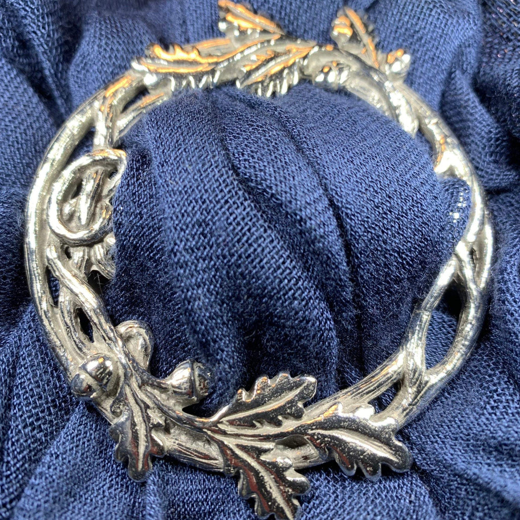 Pewter Oak Leaf & Acorn Scarf Ring - Handmade in England