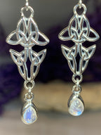 Artisan Long Trinity Knot Earrings in Sterling Silver