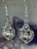 Careena Irish Claddagh Earrings in Sterling Silver