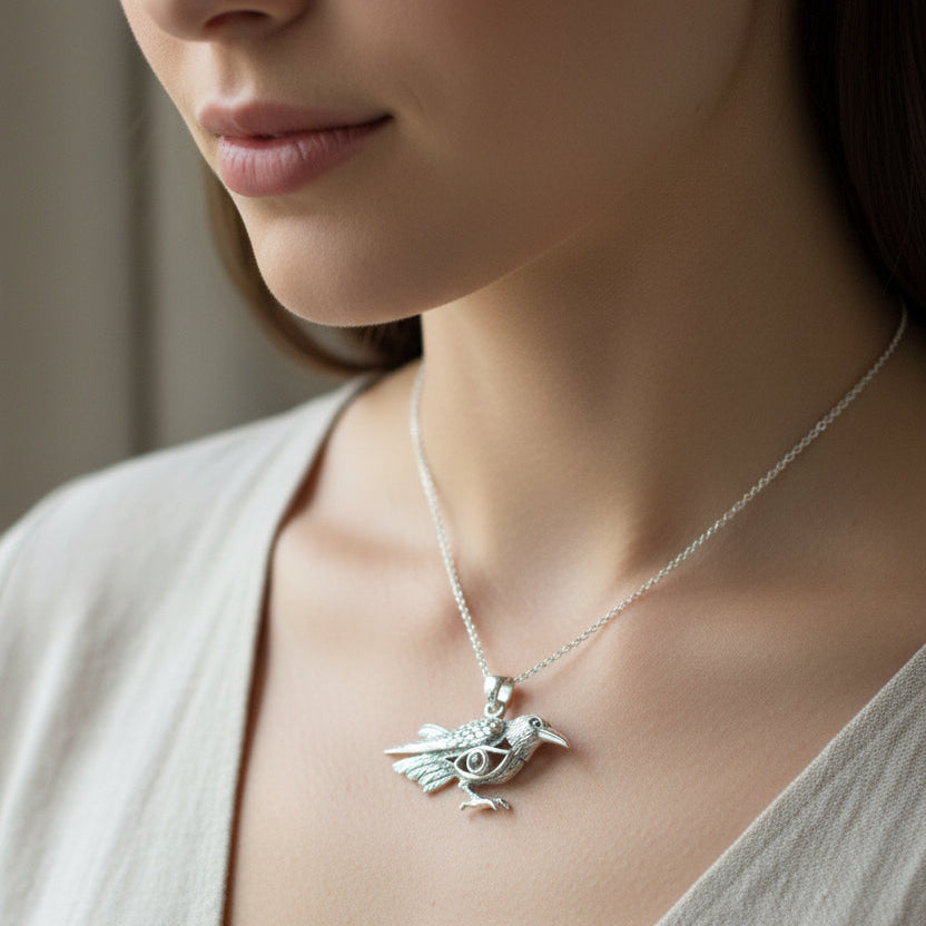 Rona Raven Necklace in Sterling Silver