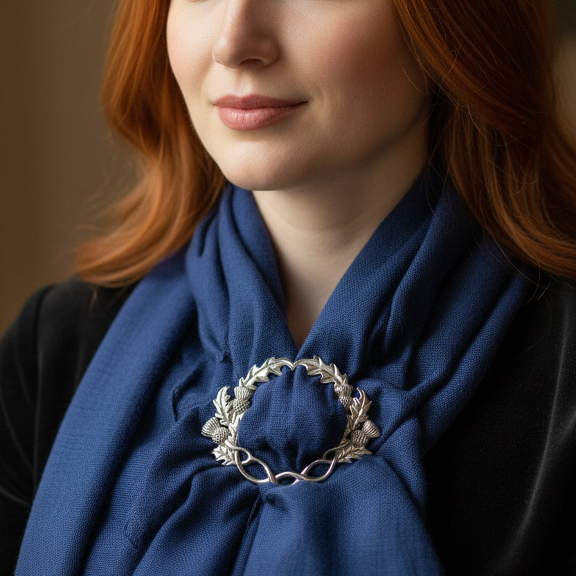 Scottish Thistle Pewter Scarf Ring - Handmade in Scotland