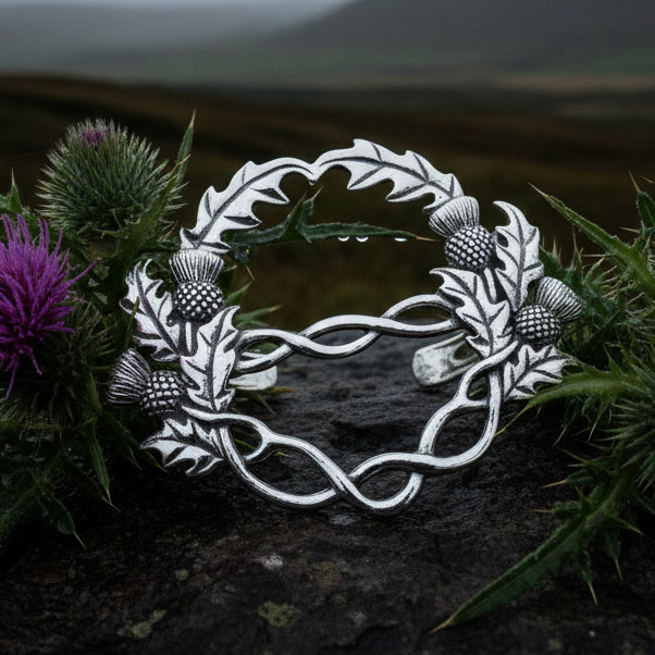 Scottish Thistle Pewter Scarf Ring - Handmade in Scotland