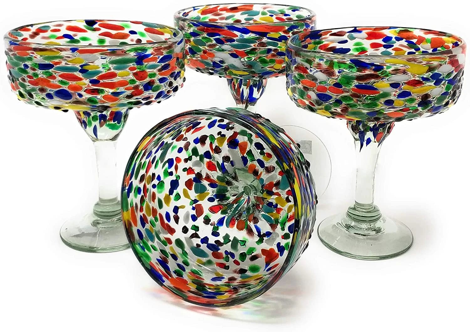 Confetti Rock Margarita Glasses - Set of 4 (16 oz each) by Dos Sueños