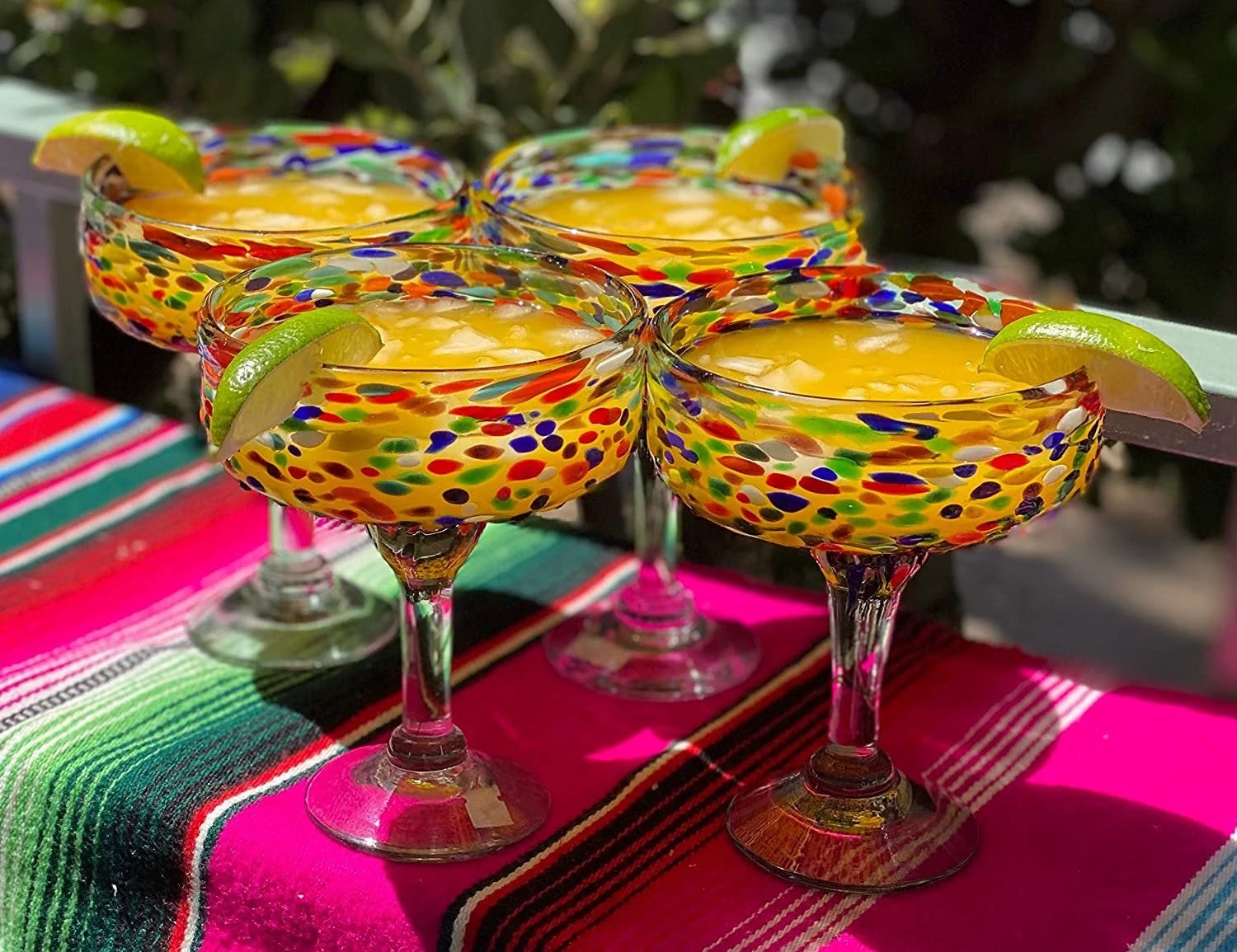 Confetti Rock Margarita Glasses - Set of 4 (16 oz each) by Dos Sueños