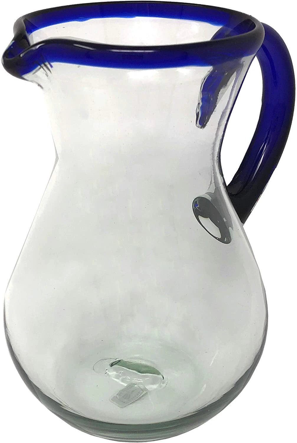 Cobalt Blue Rim & Handle Glass Pitcher – Juice, Margaritas, Water, Lemonade (84 oz) by Dos Sueños