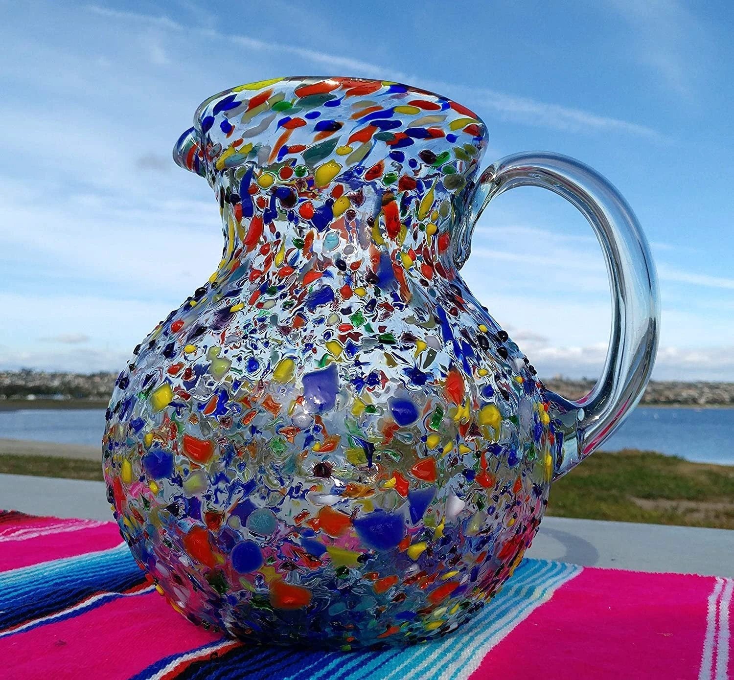Confetti Rock Design Glass Pitcher - Juice, Margaritas, Water, Lemonade (84 oz) by Dos Sueños