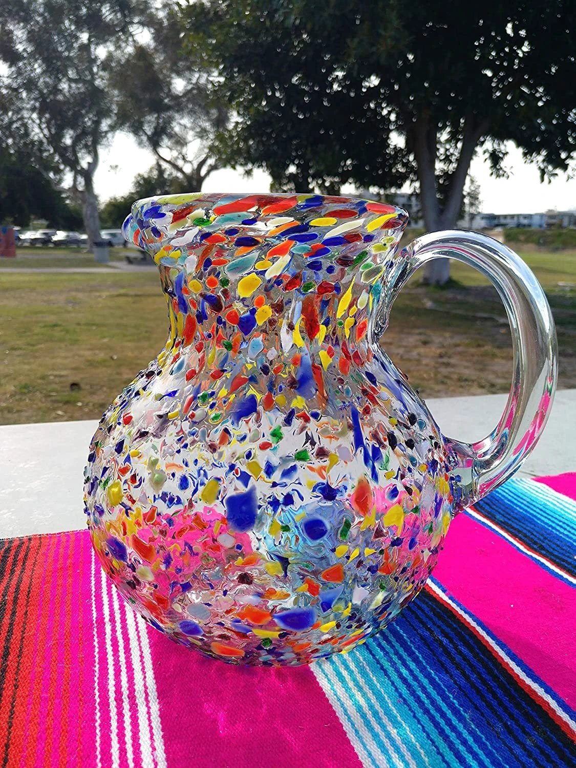 Confetti Rock Design Glass Pitcher - Juice, Margaritas, Water, Lemonade (84 oz) by Dos Sueños