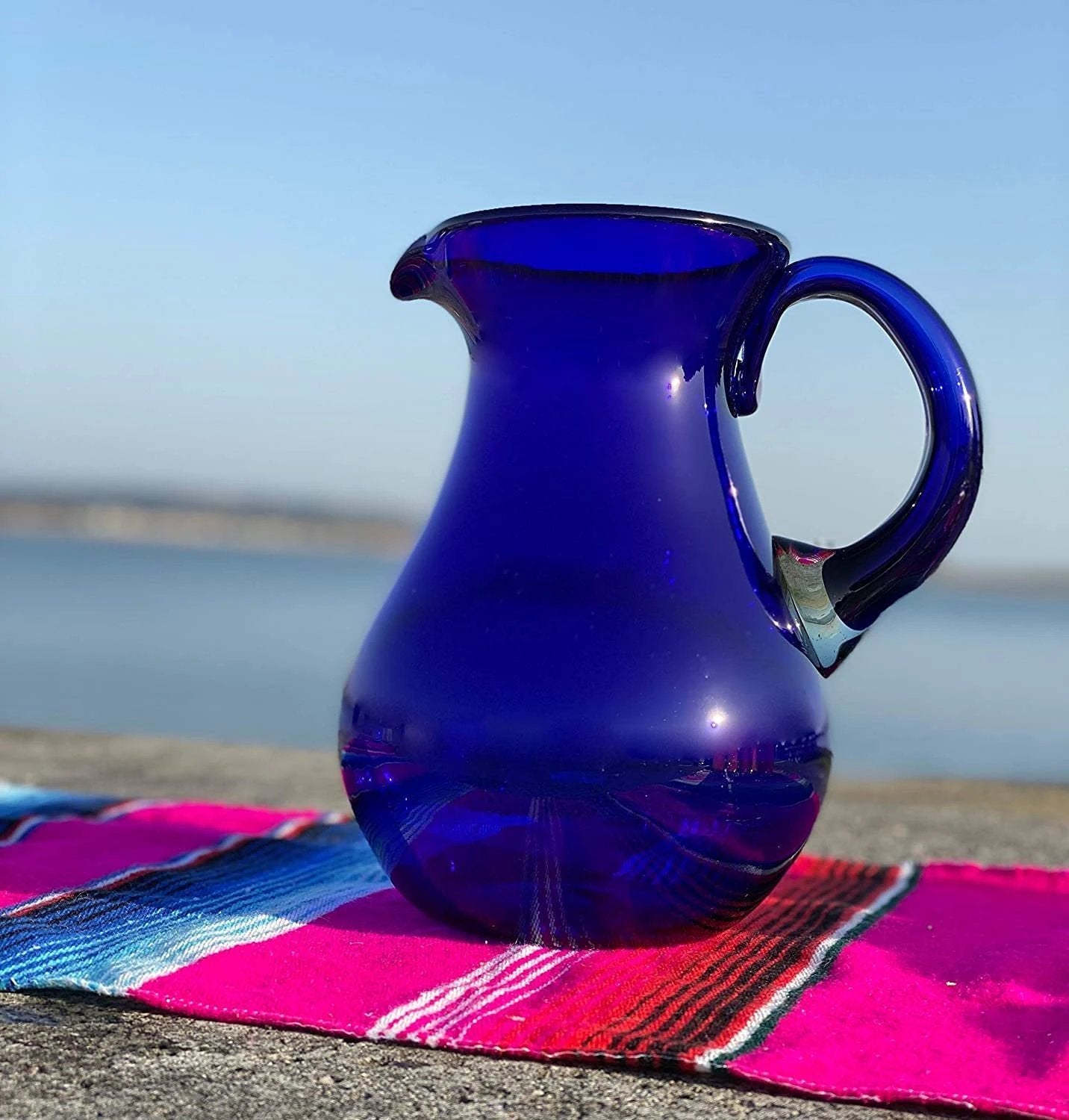 Pure Cobalt Glass Pitcher – Juice, Margaritas, Water, Lemonade (84 oz) by Dos Sueños
