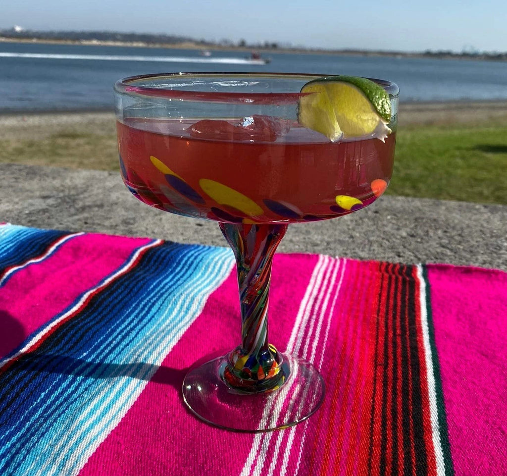 Confetti Carmen Design Margarita Glasses -Set of 4 (16 oz each) by Dos Sueños