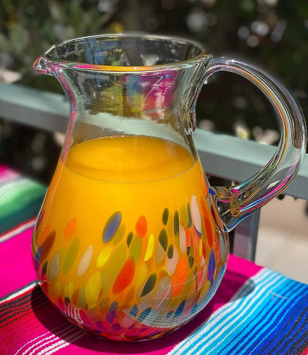 Confetti Carmen Design Glass Pitcher - Juice, Margaritas, Water, Lemonade (84 oz) by Dos Sueños