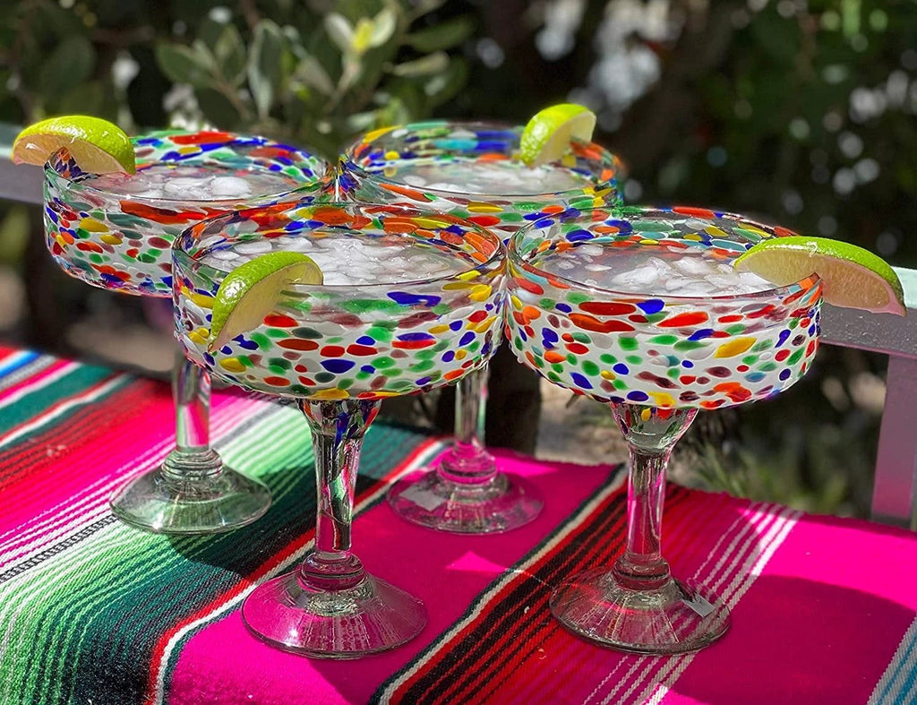 Confetti Rock Margarita Glasses - Set of 4 (16 oz each) by Dos Sueños