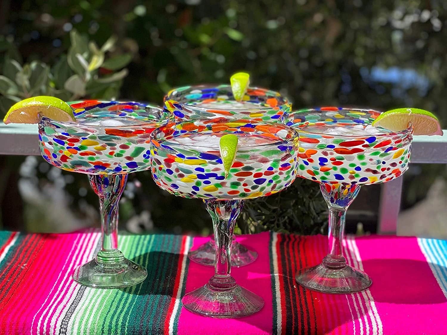Confetti Rock Margarita Glasses - Set of 4 (16 oz each) by Dos Sueños