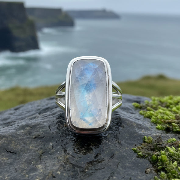 Celtic Dream Moonstone Statement Ring in Sterling Silver