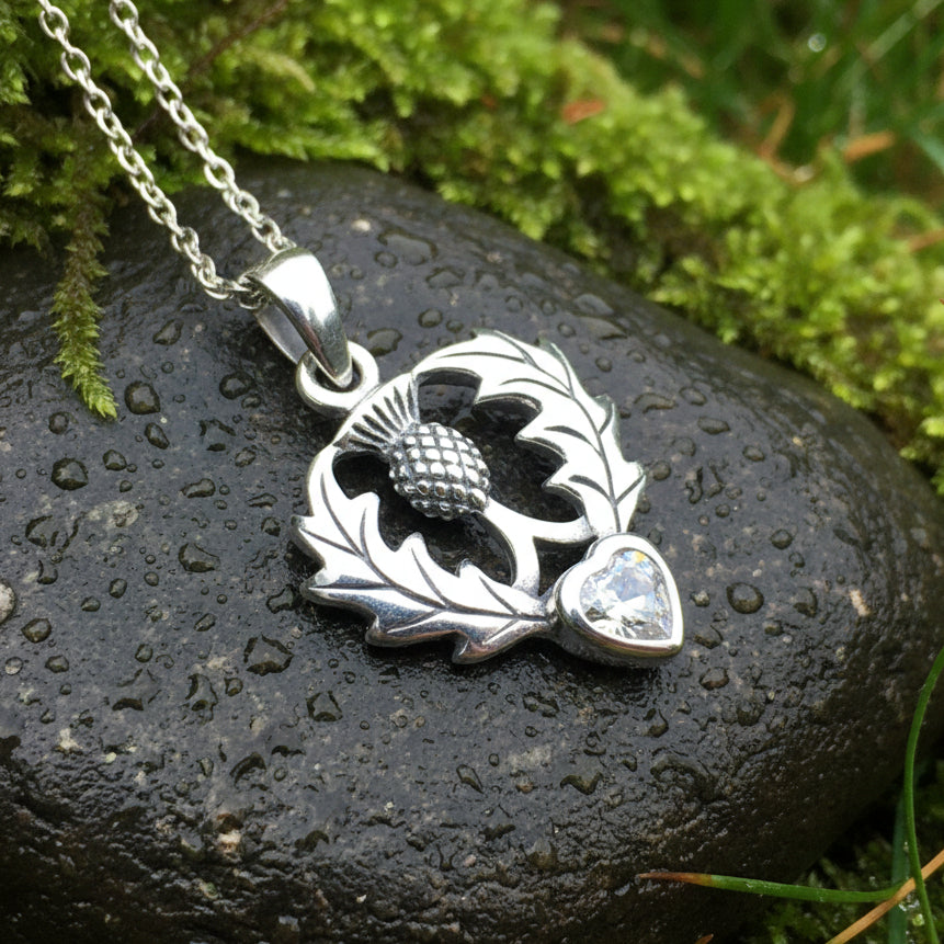 Millie Scottish Thistle Necklace in Sterling Silver
