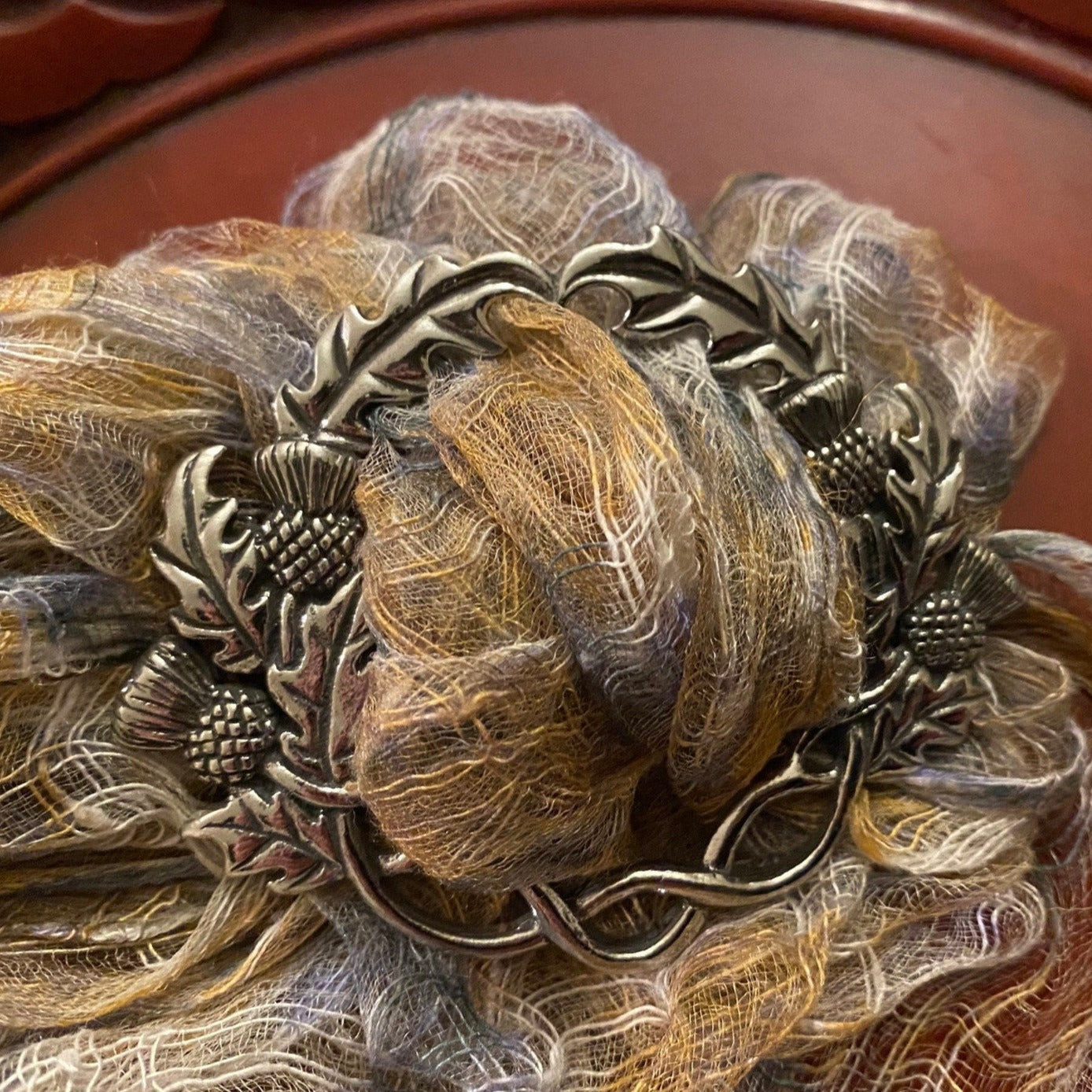 Scottish Thistle Pewter Scarf Ring - Handmade in Scotland